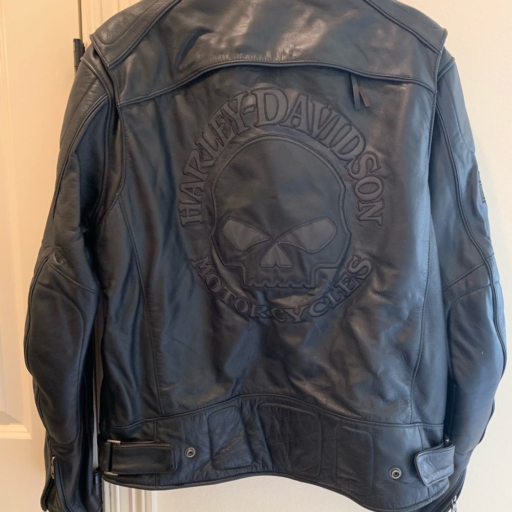 Men’s Black leather Skull jacket | large